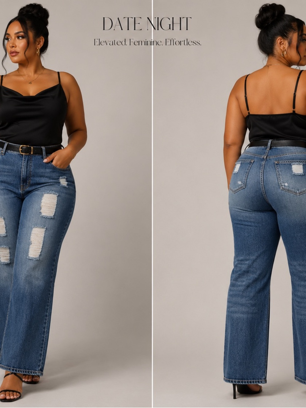 High-Rise Flare Jeans with Distressed Detail - Blue
